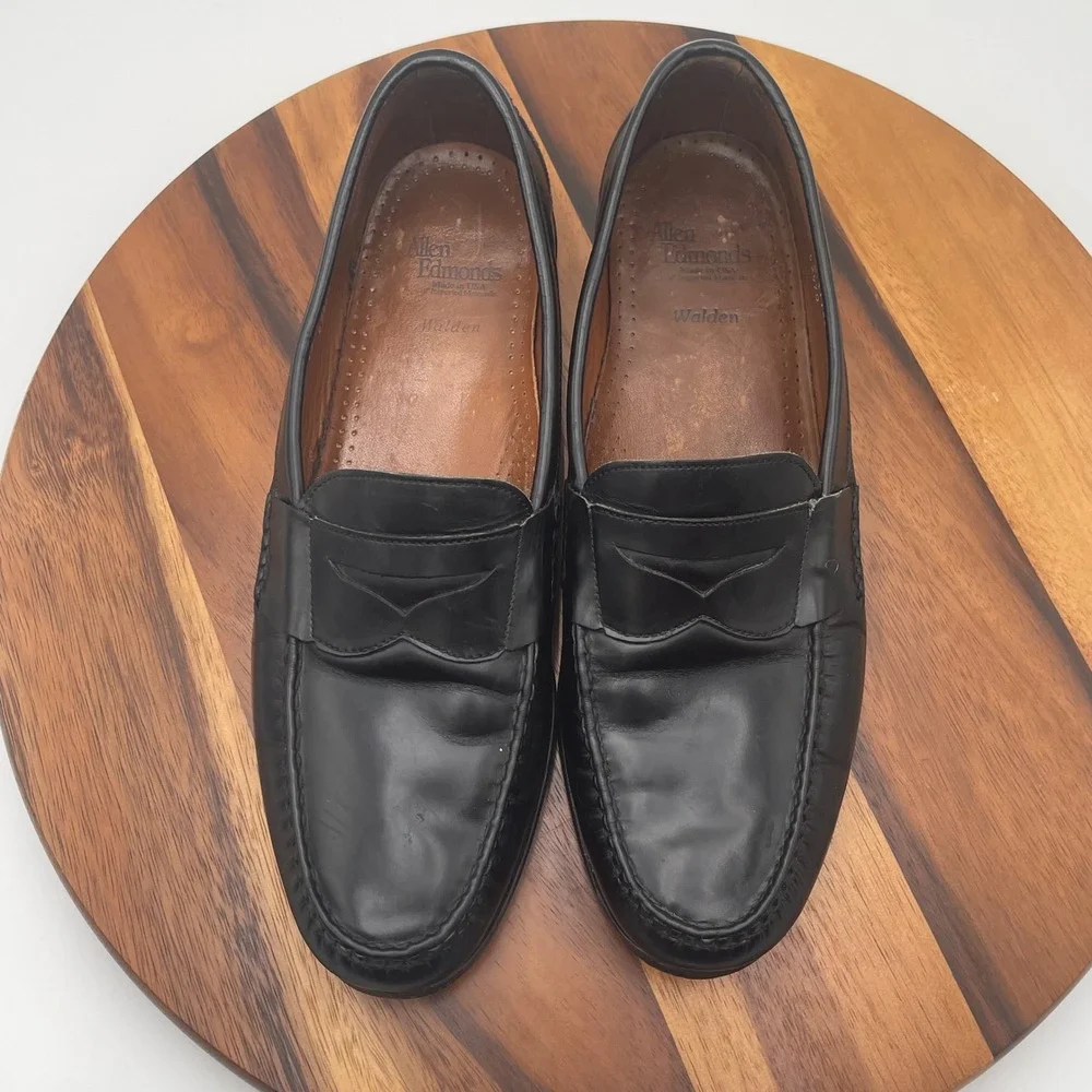 Allen Edmonds Walden Black Leather Penny Loafers Mens 13 B Made in USA 42470